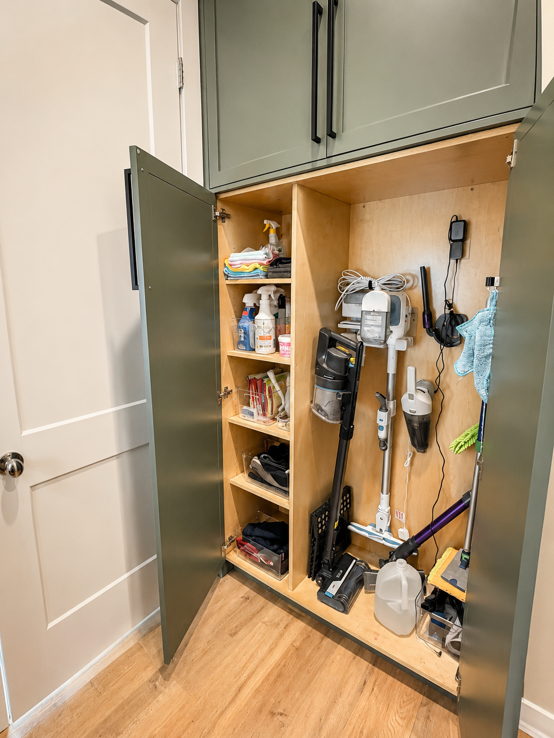 Custom mudroom lockers and storage detail